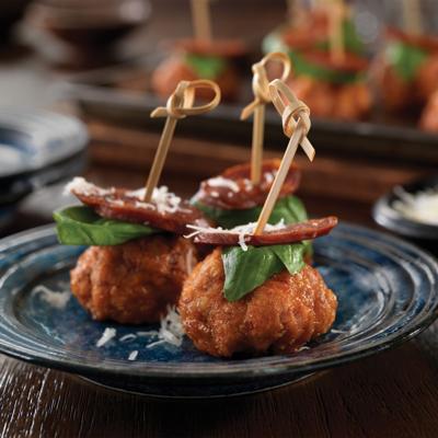 The perfect holiday sharable dish: chorizo meatballs with Manchego cheese