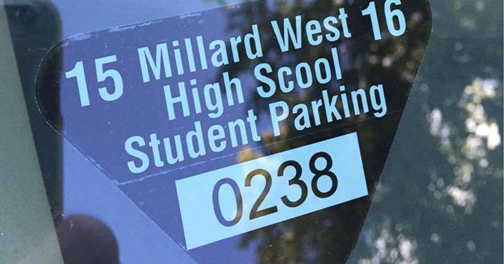 Oops: Students issued parking passes labeled 'Millard West High Scool'