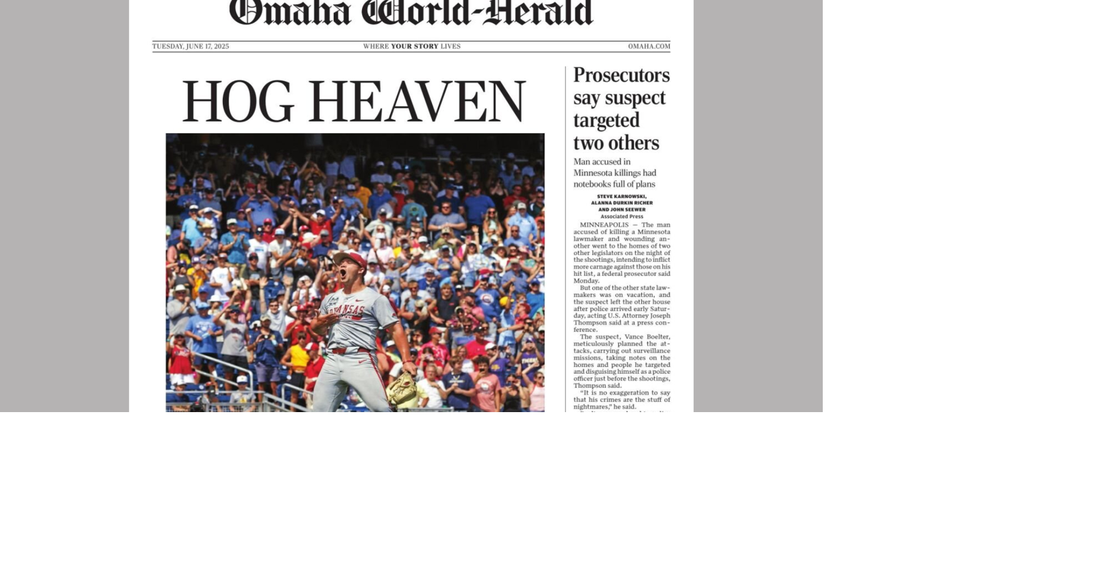 Need a copy of the Omaha World-Herald after Arkansas' no-hitter? Here’s ...