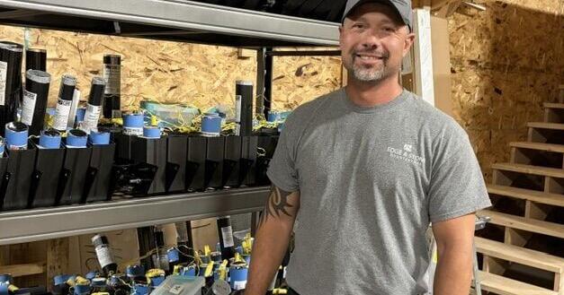 He'll spend 16 hours Saturday setting up 10,000 pieces for Kearney's $75,000 fireworks show