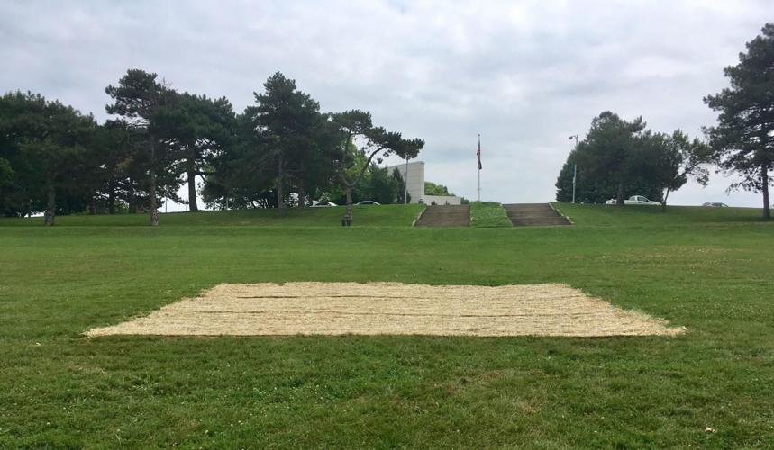 Omaha crews replant Memorial Park grass where swastika was found