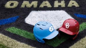 2026 Men's College World Series North Carolina Oklahoma helmets