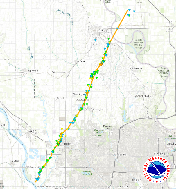 National Weather Service 19 tornadoes recorded in eastern Nebraska