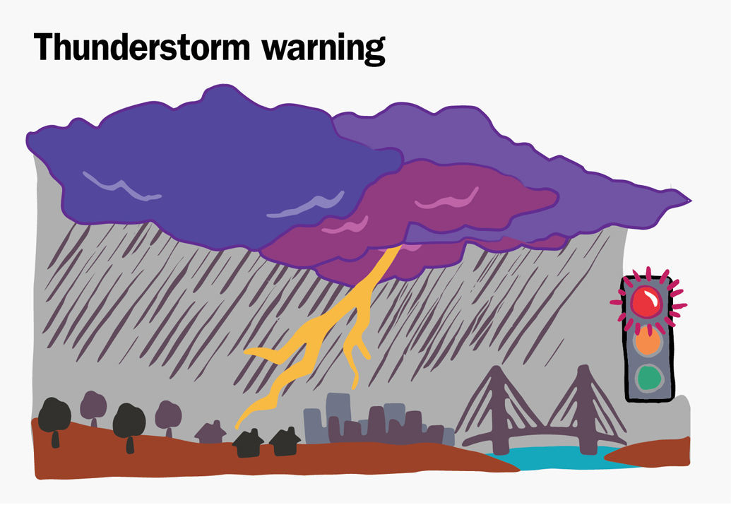 Warning of violent storms