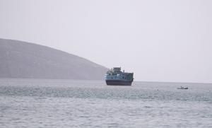 A vessel at the Strait of Hormuz, as seen from Musandam