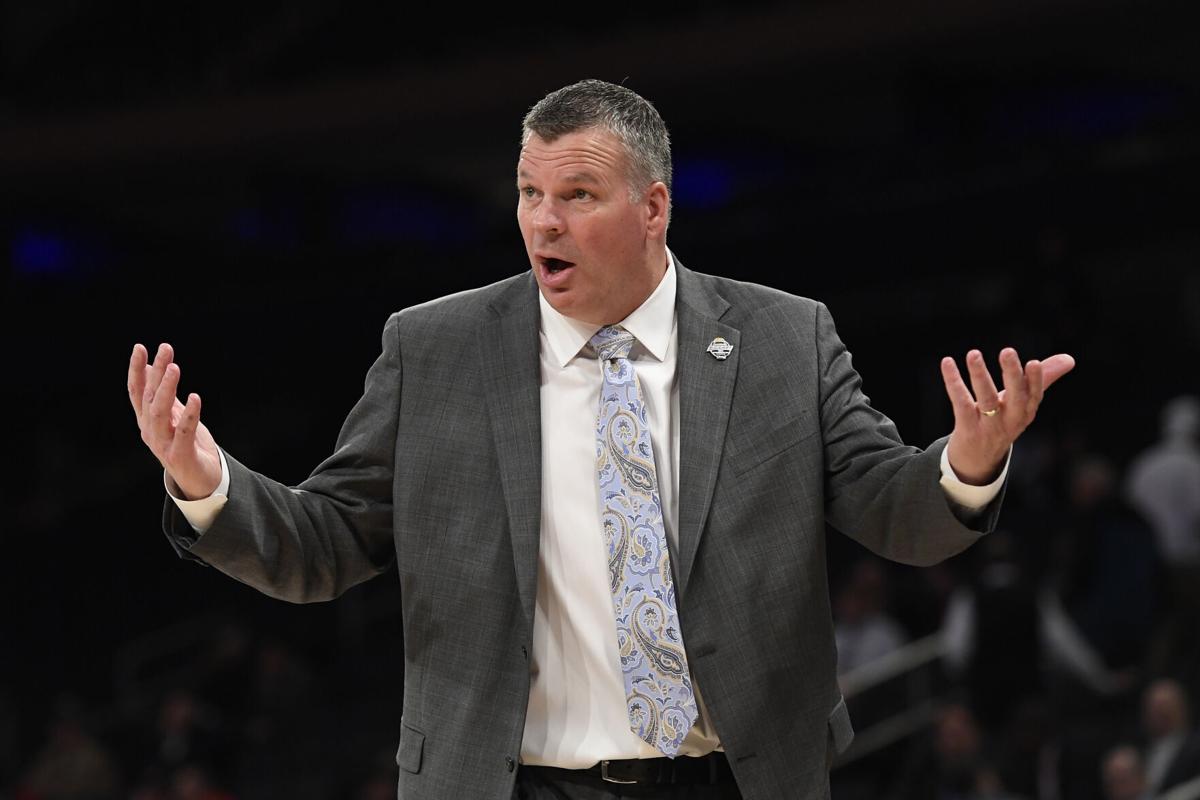 Head coach Greg McDermott of the Creighton Bluejays reacts in the first half against the St. John's Red Storm during the quarterfinals of the Big East Basketball Tournament at Madison Square Garden on March 12, 2020 in New York City.