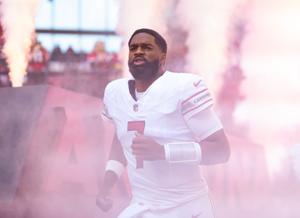 Dec 21, 2025; Glendale, Arizona, USA;  Arizona Cardinals quarterback Jacoby Brissett (7) against the Atlanta Falcons at State Farm Stadium. Mandatory Credit: Mark J. Rebilas-Imagn Images