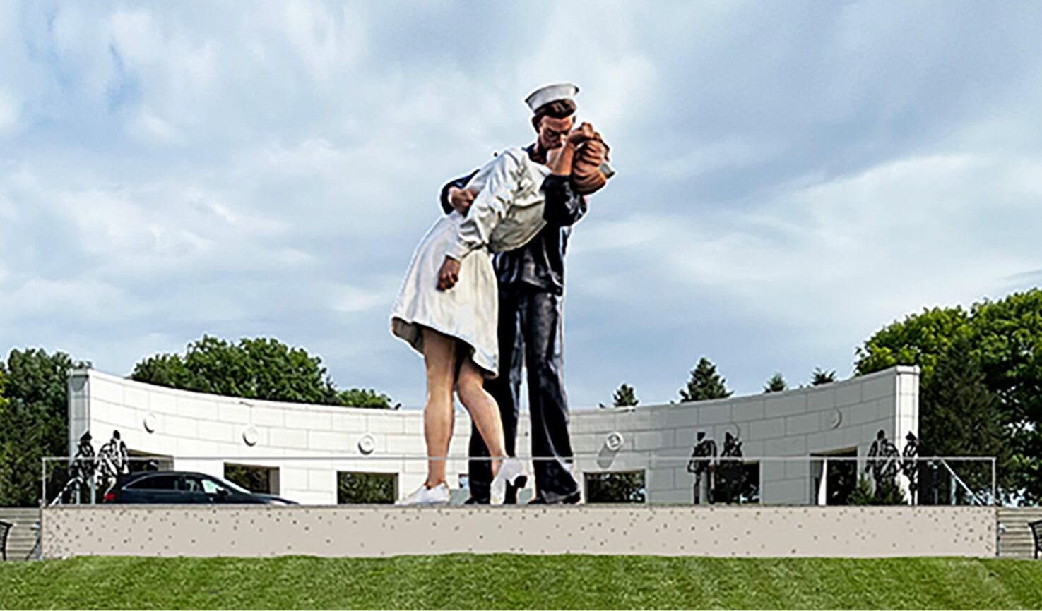 Iconic WWII kiss sculpture planned at new Memorial Park arts plaza