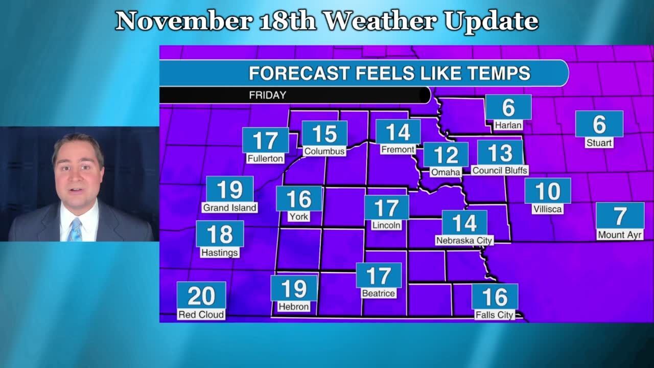 Friday November 18 weather update for southeast Nebraska