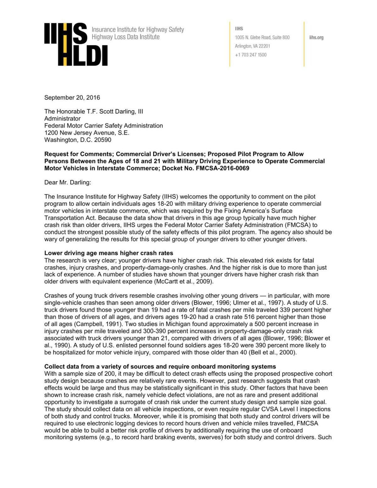 Full Letter From The Insurance Institute For Highway Safety Omaha Com