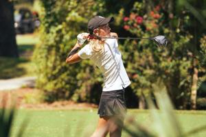 Kai Trump plays a practice round at the 2026 Golfweek Fall Challenge.