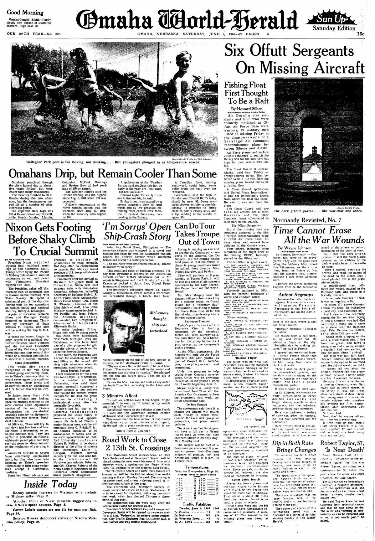 World Herald front page June 7, 1969