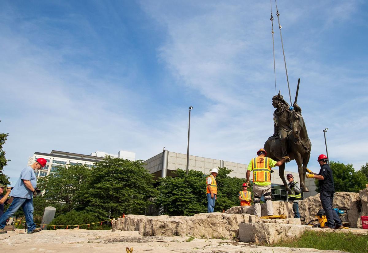 Sculptures depicting Native Americans, settler added to Pioneer Courage Park Arts