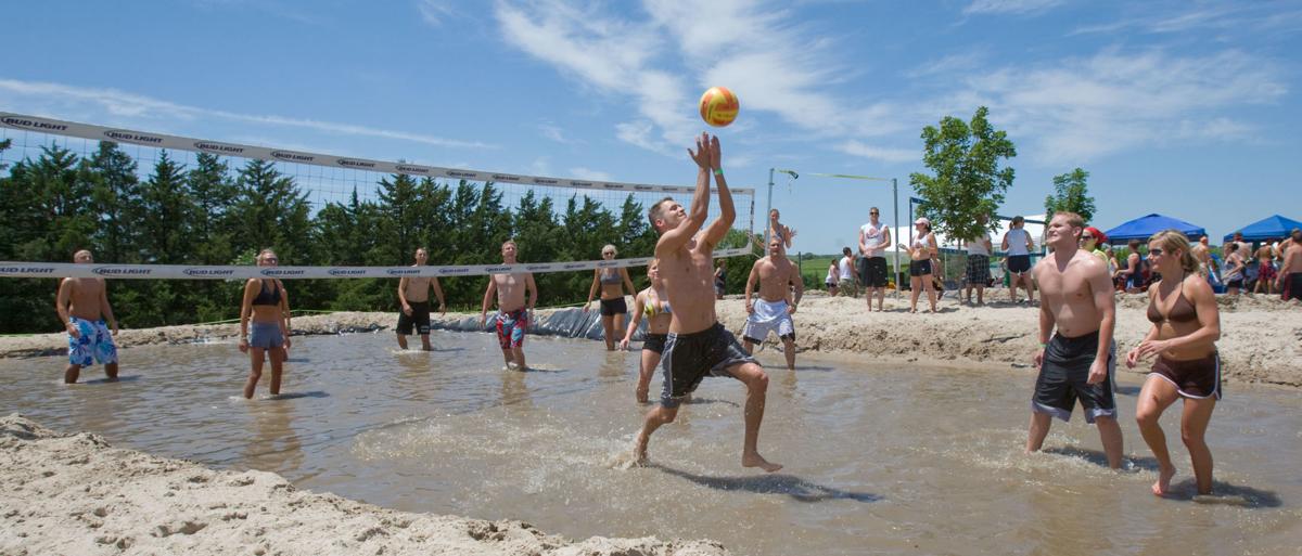 Pink Bandana mud volleyball