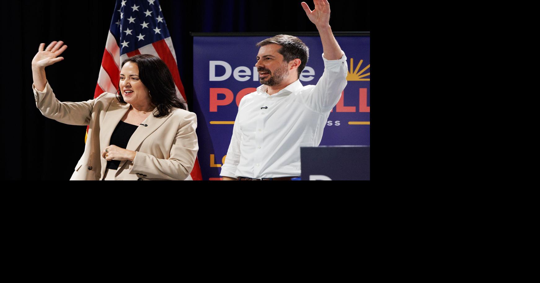 Pete Buttigieg unterstützt Denise Powell bei einer Kundgebung in Omaha im ...
