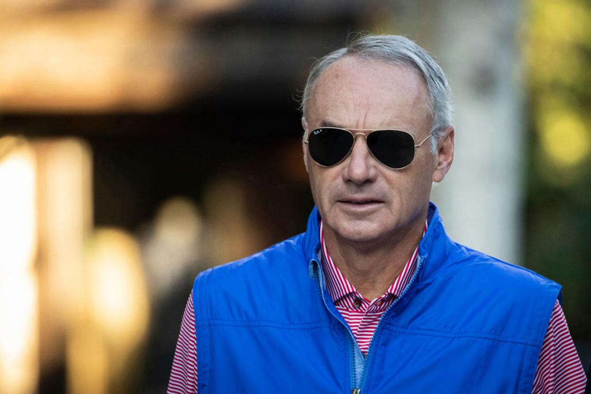 Rob Manfred, commissioner of Major League Baseball, attends the annual Allen & Company Sun Valley Conference, July 12, 2019, in Sun Valley, Idaho.