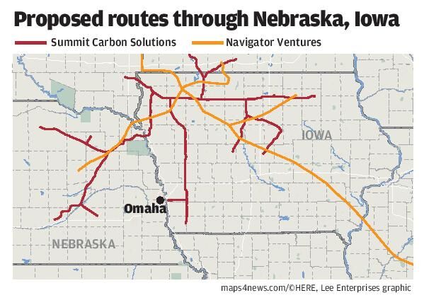 Proposed carbon dioxide pipelines