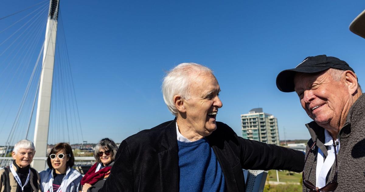 Bob Kerrey pays a visit to his namesake bridge in Omaha