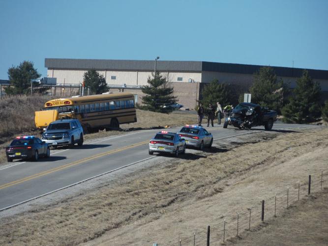 3 students and school bus driver injured in buspickup crash near Sidney, Iowa, JuniorSenior
