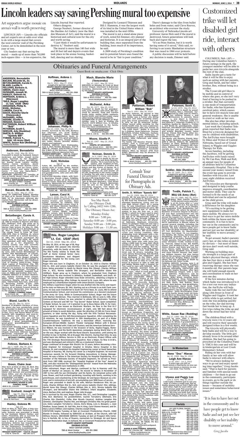 Page B3 Omaha WorldHerald Sunrise Edition