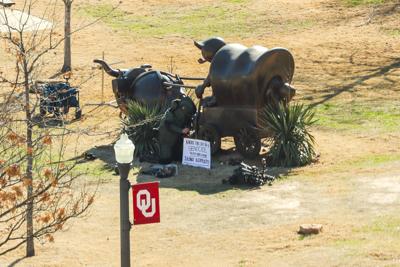 sign and statue
