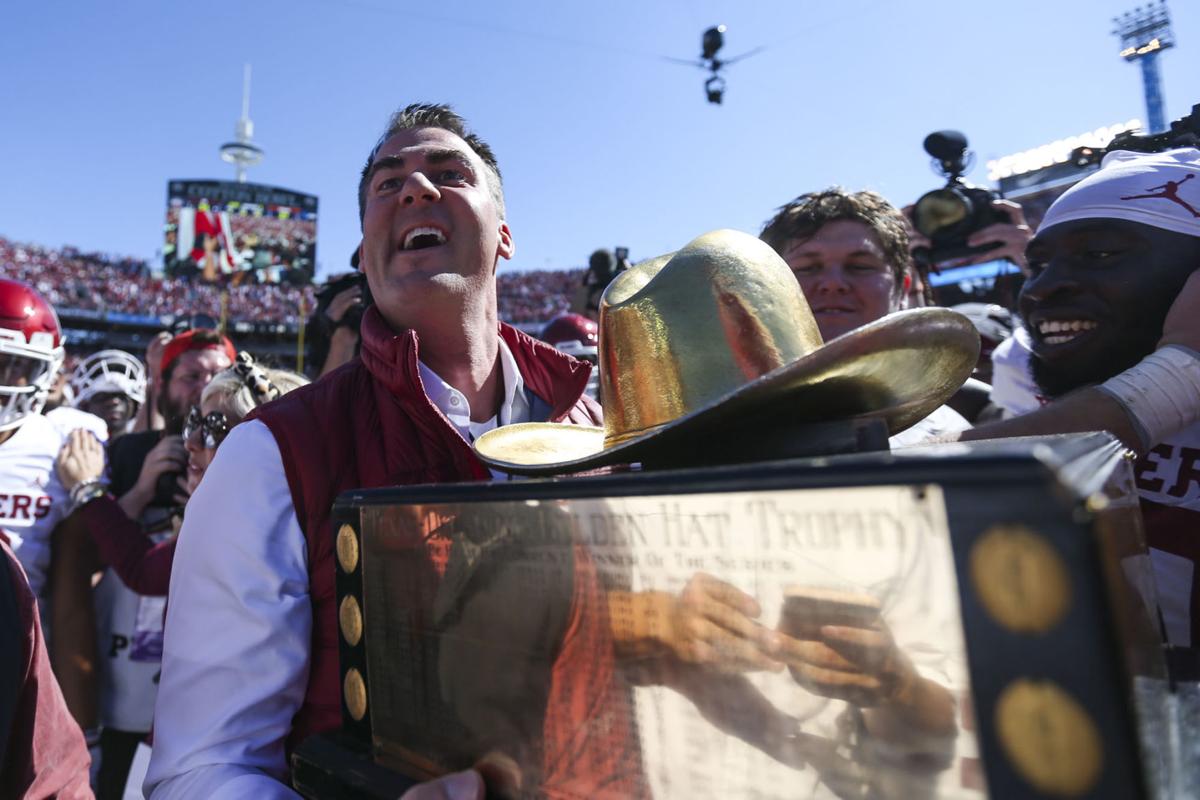 OU football Sooners celebrate after beating Texas in Red River