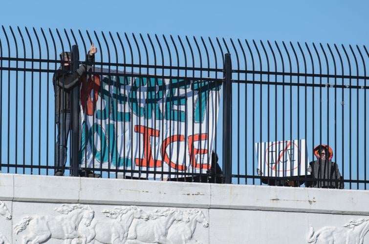 'ICE Out' bridge protest