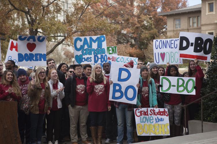 Students gathering outside Evans Hall