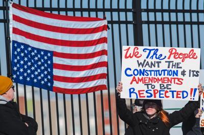 'ICE Out' bridge protest