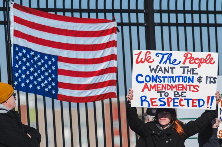 'ICE Out' bridge protest