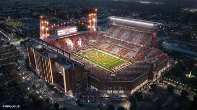 Gaylord Family-Oklahoma Memorial Stadium aerial rendering from northeast