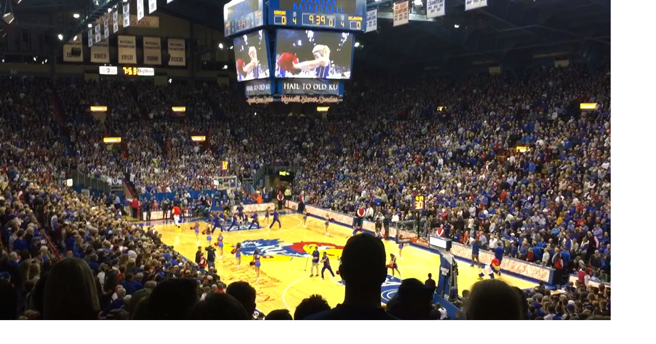 Oklahoma basketball Kansas fans do Rock Chalk Jayhawk chant before game against OU Sports