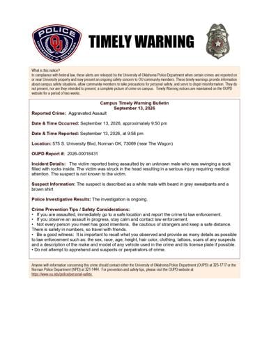 OU Police Department alert