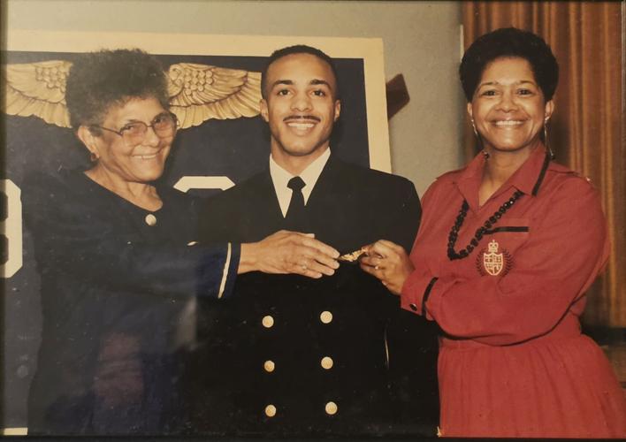 Derek Fuller receiving Navy Wings