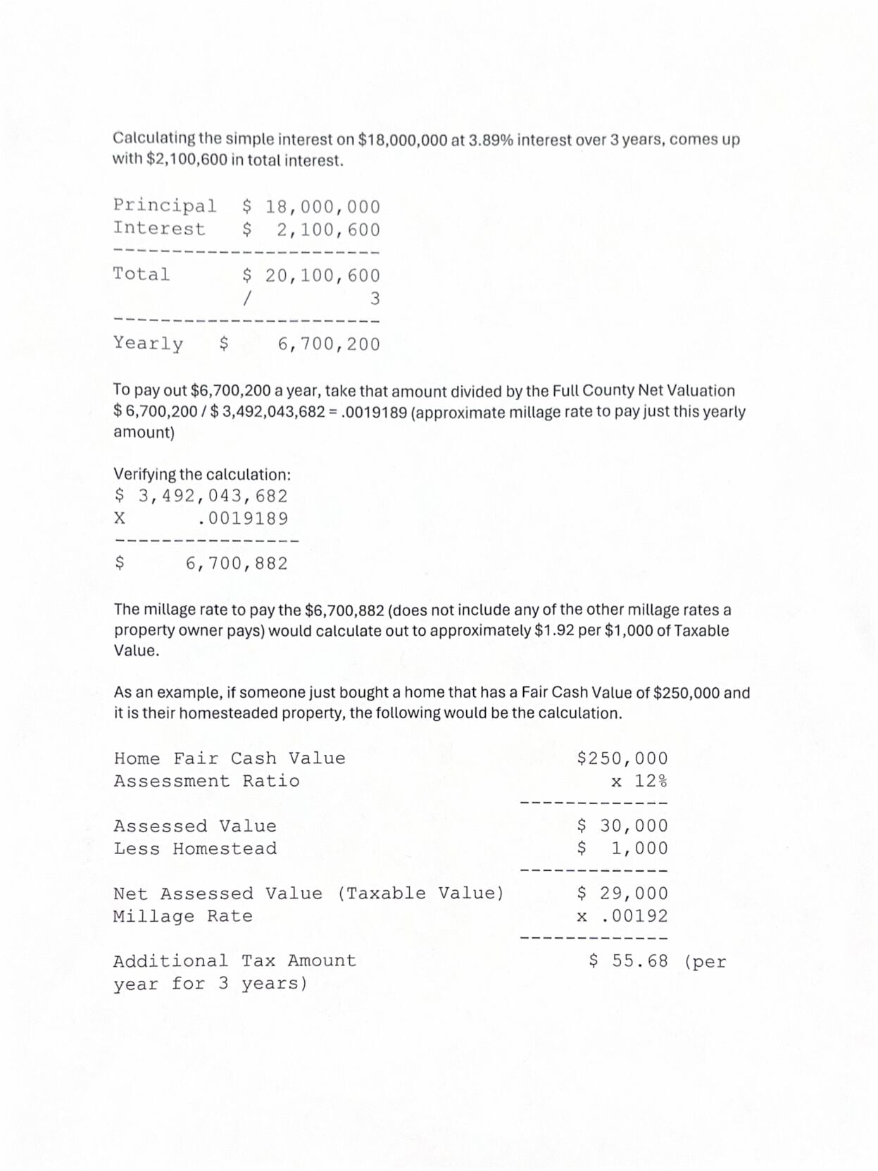 Settlement property taxes