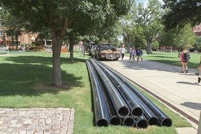 Pipes and truck