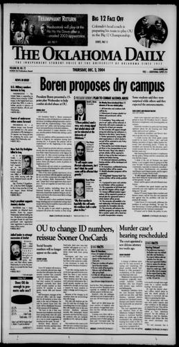 Boren proposes dry campus
