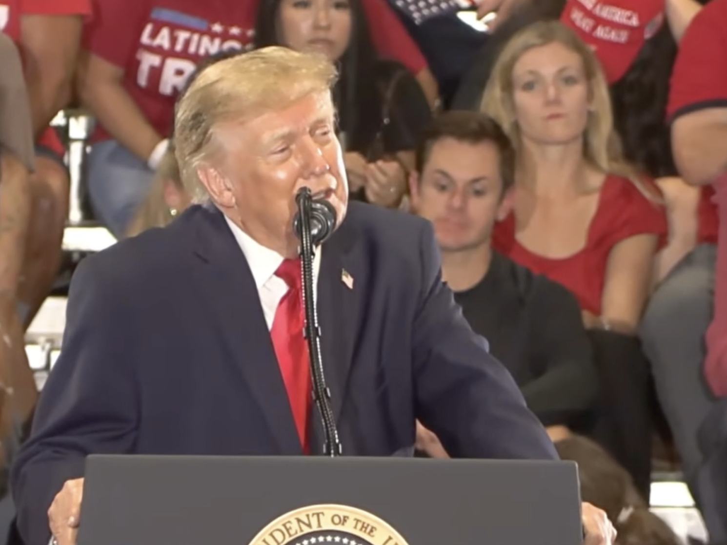 President Donald Trump during his Durant rally