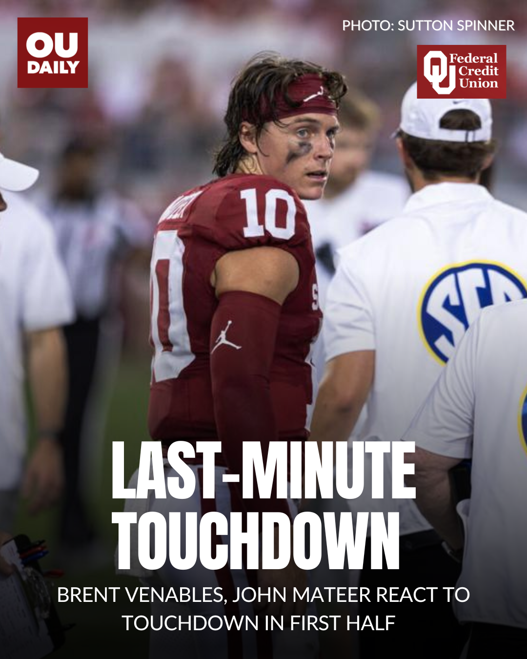 Brent Venables, John Mateer react to last-minute touchdown in first half of  OU-Michigan game