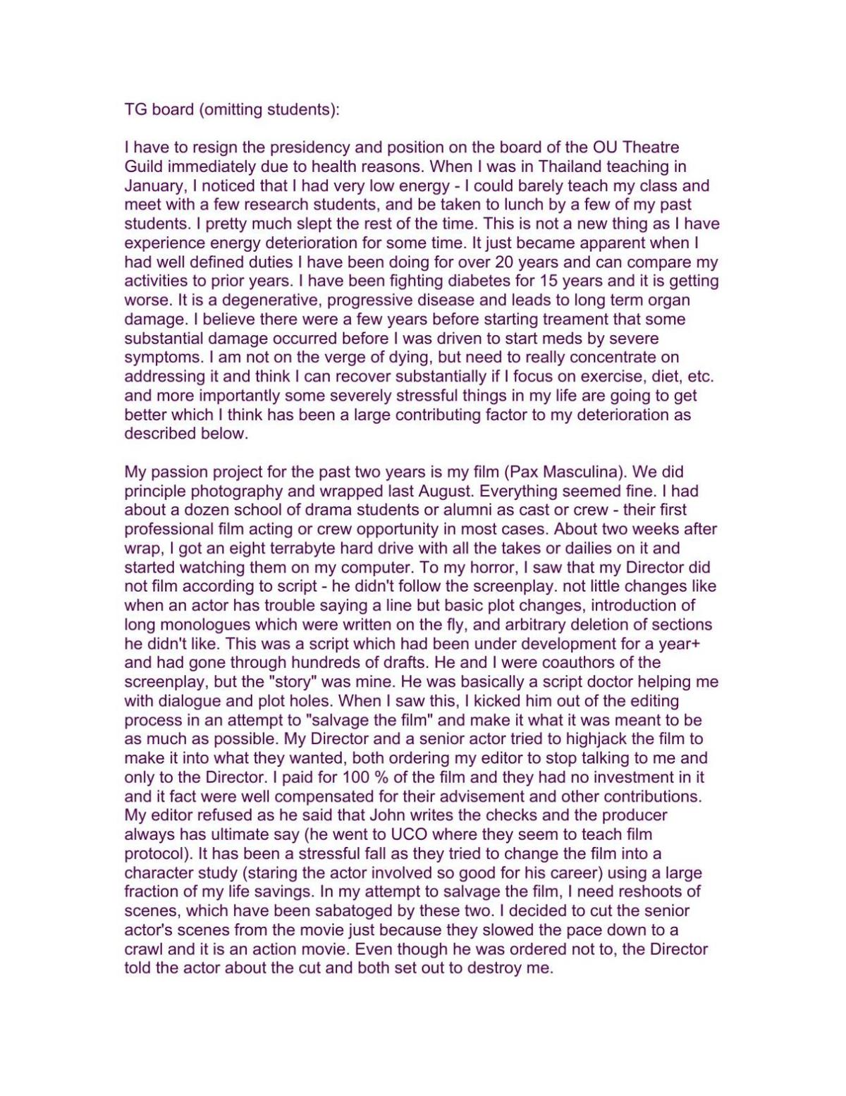 Scamehorn Resignation Letter