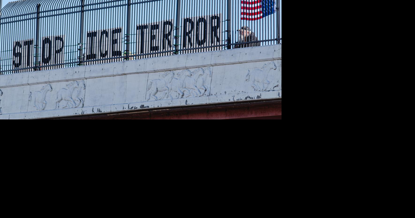 Norman residents protest ICE, Trump administration on Rock Creek bridge