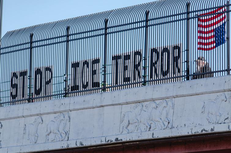 'ICE Out' bridge protest