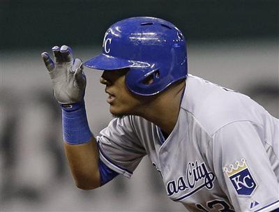 Kansas City Royals teammates Salvador Perez and Mike Moustakas