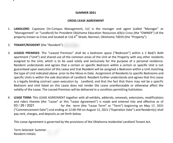 Summer 2021 Cross Lease