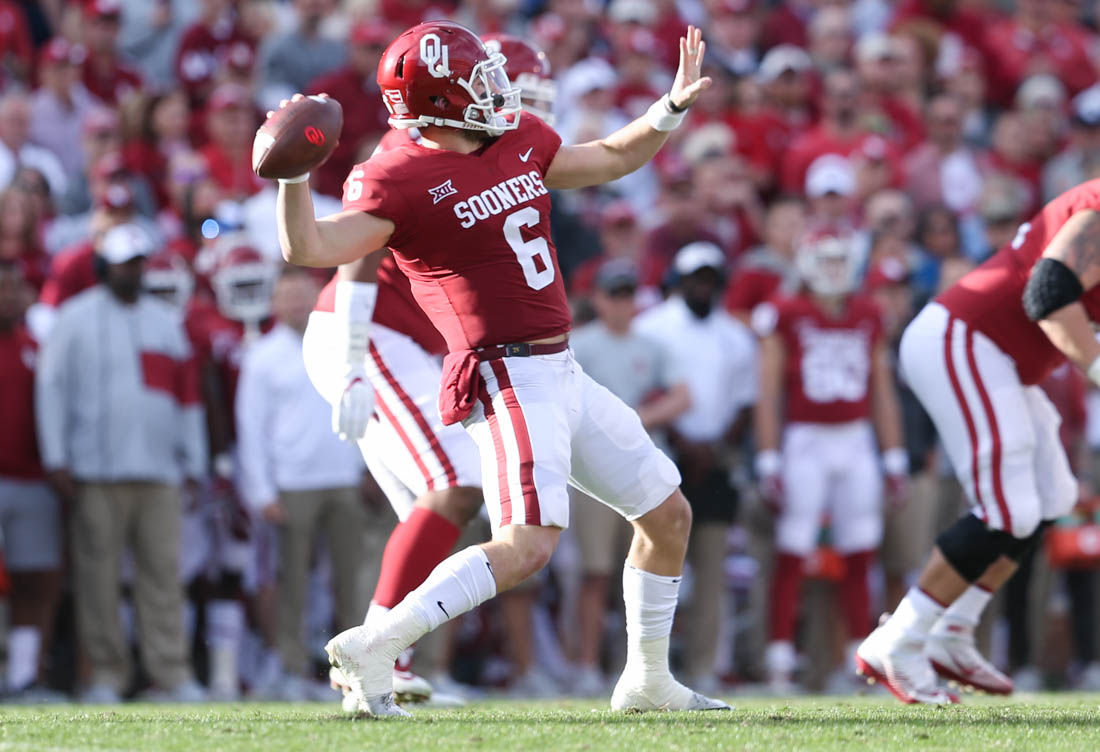 Baker Mayfield Oklahoma Sooners Unsigned Throwing Photograph