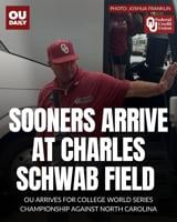OU baseball team arrives at stadium for College World Series championship
