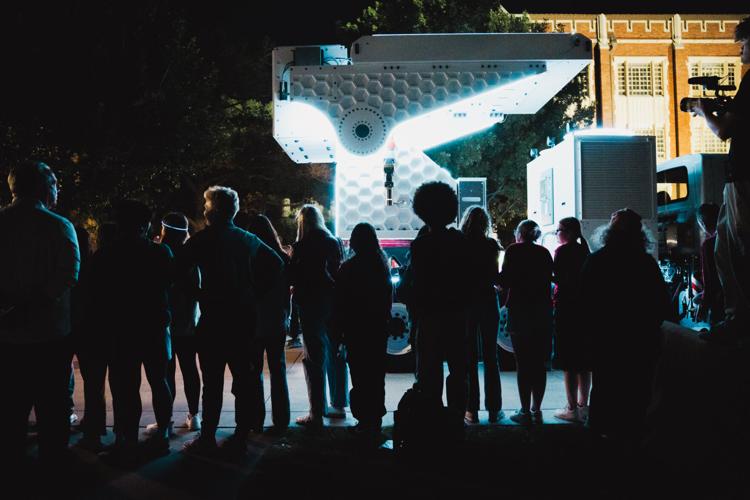 Backlit crowd