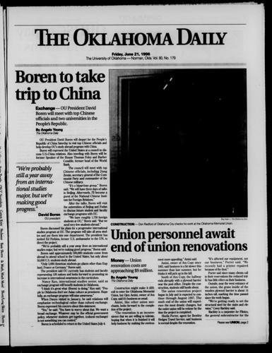 Boren to take trip to China