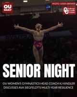 OU women's gymnastics celebrates senior night, head coach KJ Kindler discusses Ava Siegfeldt's resilience