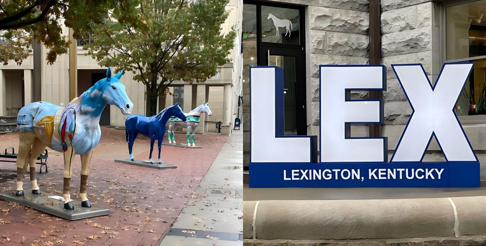 Painted horses and downtown LEX sign